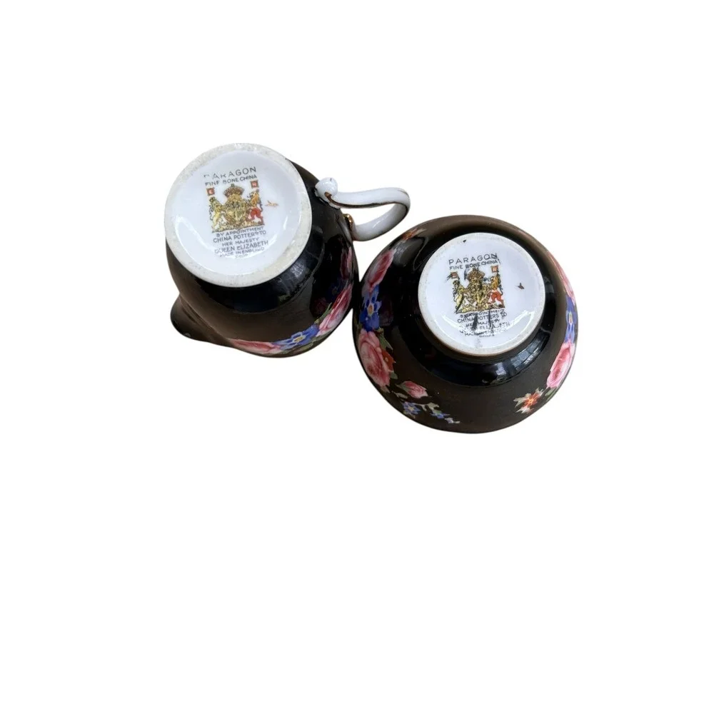 Paragon Sugar & Creamer Black floral